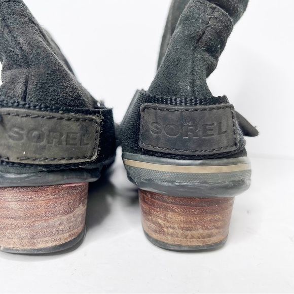 Sorel Slimshortie Waterproof Boot Black Leather Suede Winter Shoes Snow Size 7 - Picture 3 of 7